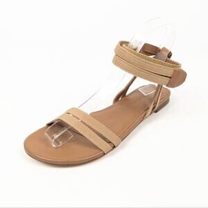Rebecca Allen Tan Two Strap Velcro Ankle Flat Sandals Size 7